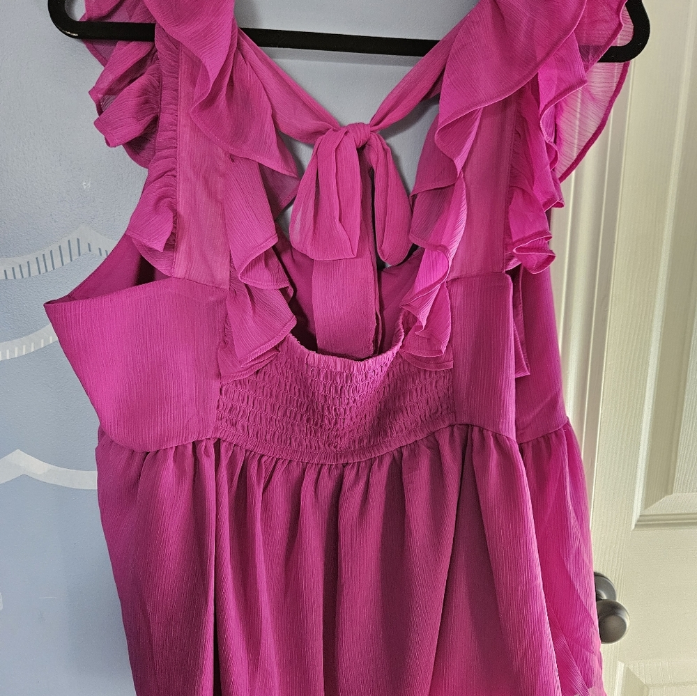 Banana Republic pink flowy Ruffle top. Womens XL - Picture 6 of 6